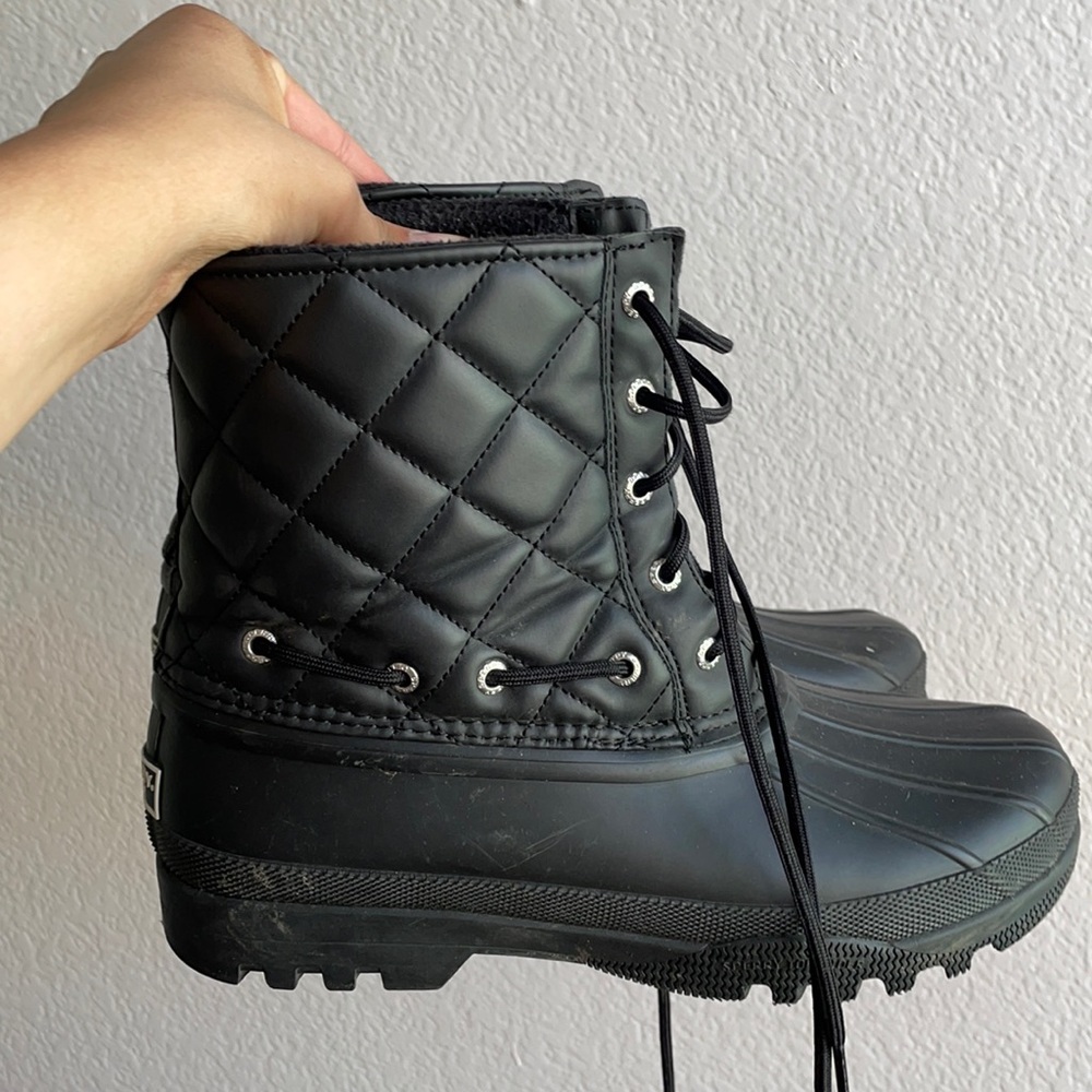 Black Sperry’s rainboots